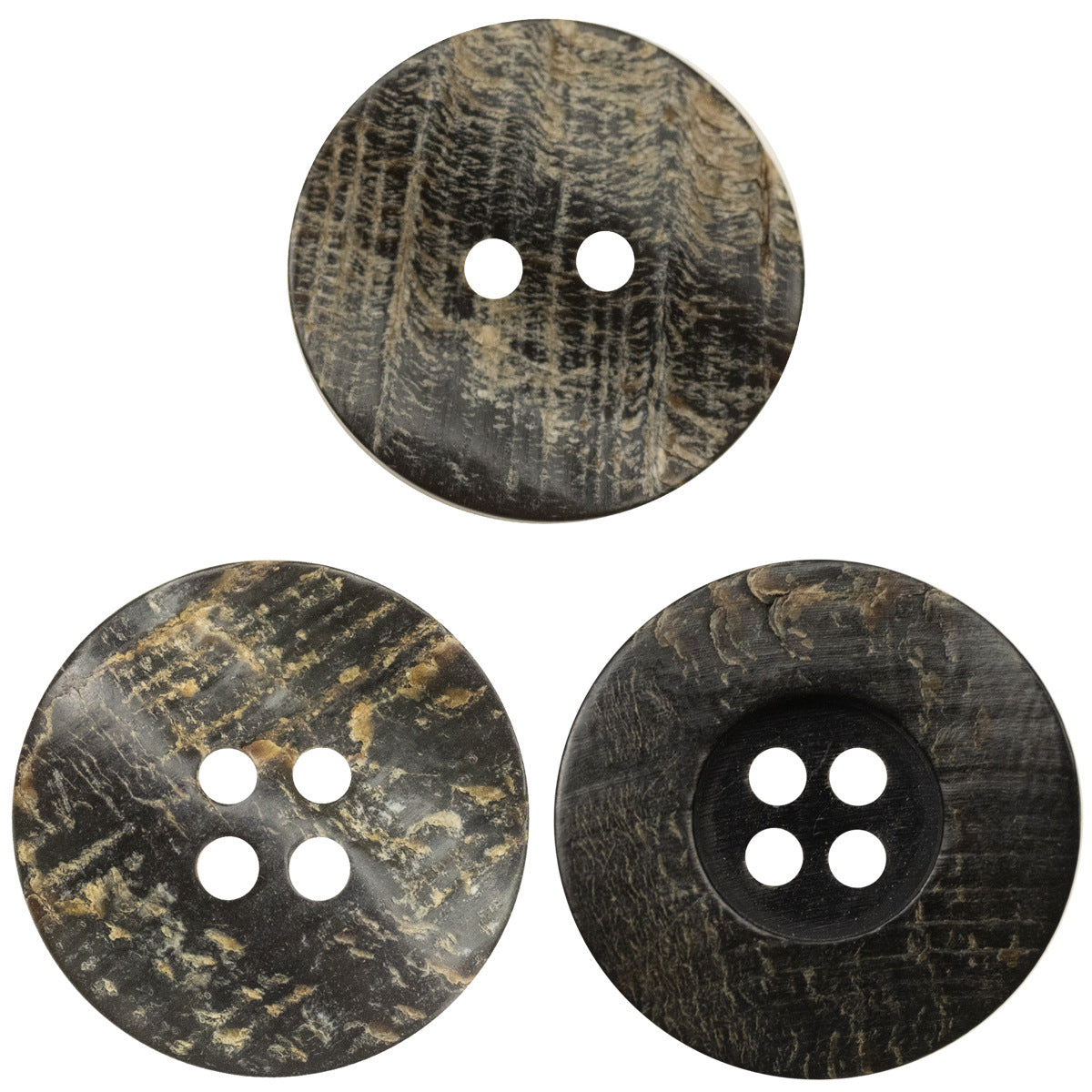 11.5-30mm Rough and Uneven Black Horn Buttons 10pcs - Lots of Buttons