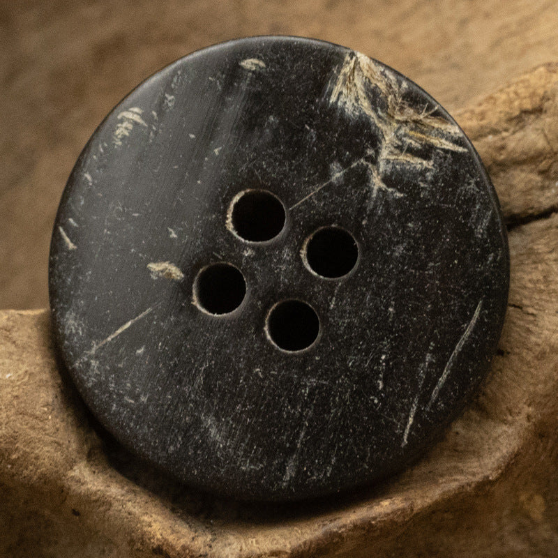 11.5-30mm Rough and Uneven Black Horn Buttons 10pcs - Lots of Buttons