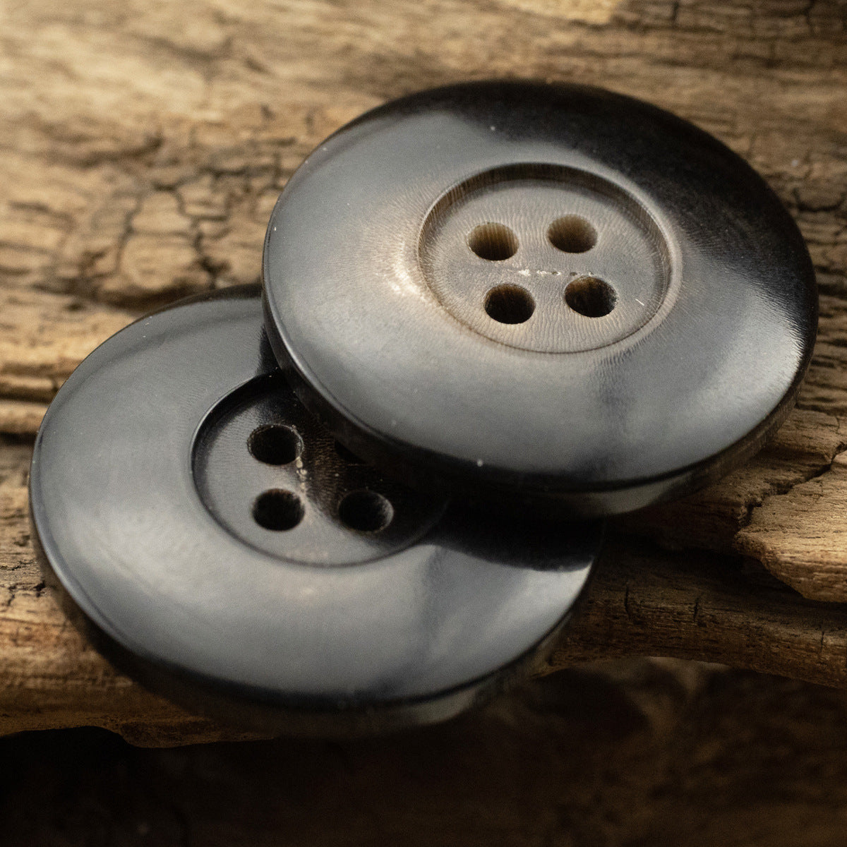 Natural Black Horn 28mm Large Buttons for Thick Woolen Coats 6pcs - Lots of Buttons