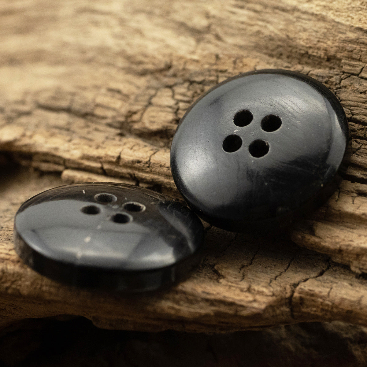 20mm Black Four-Hole Real Horn Buttons for Suits,Jackets 10pcs - Lots of Buttons