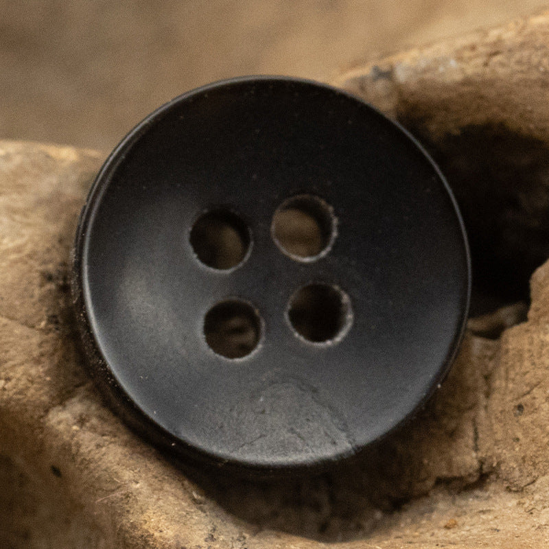 11.5mm Bowl-Shaped 4 Hole Burnt Black Horn Shirt Buttons 10pcs - Lots of Buttons