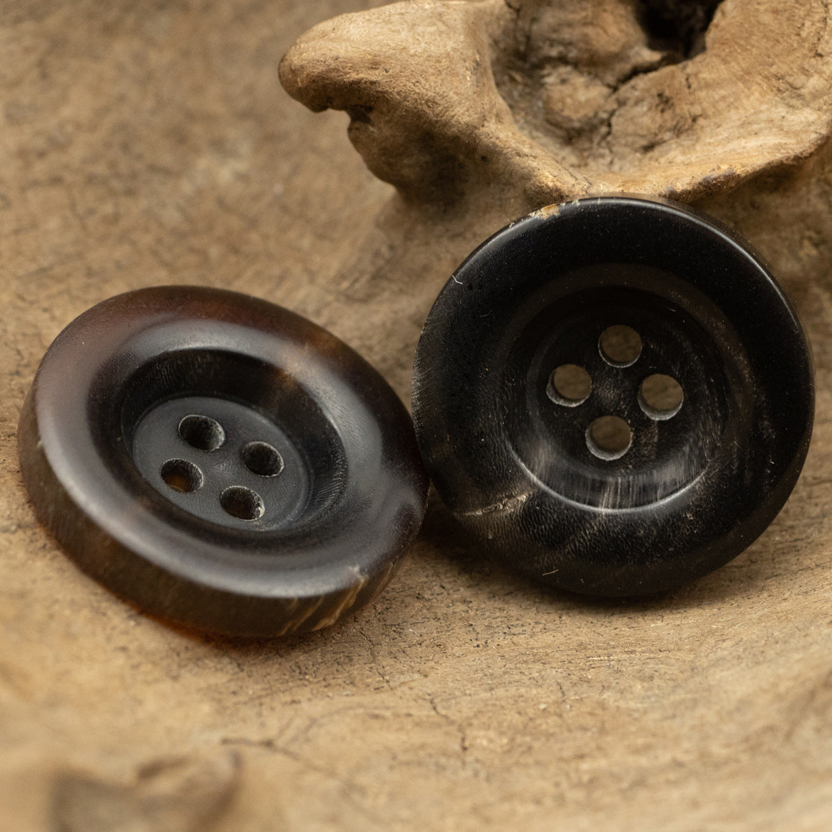 Thickened Bowl Shaped Horn 4 Hole Buttons 10pcs - Lots of Buttons