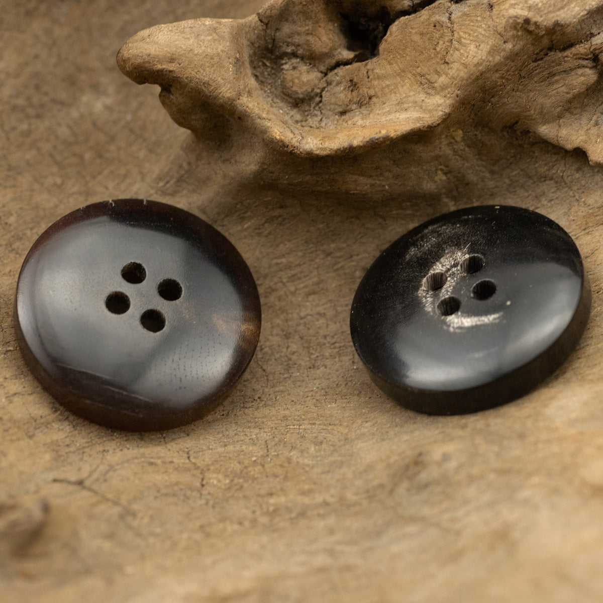 Thickened Bowl Shaped Horn 4 Hole Buttons 10pcs - Lots of Buttons