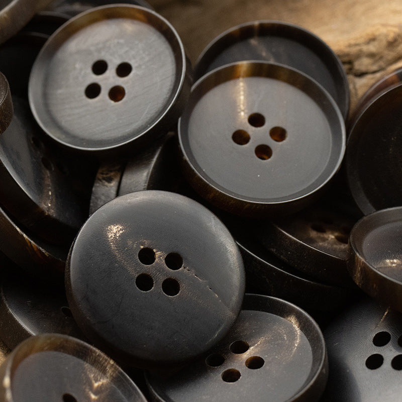 15-25mm Matte Vintage Coffee Black Natural Horn Buttons 6pcs - Lots of Buttons