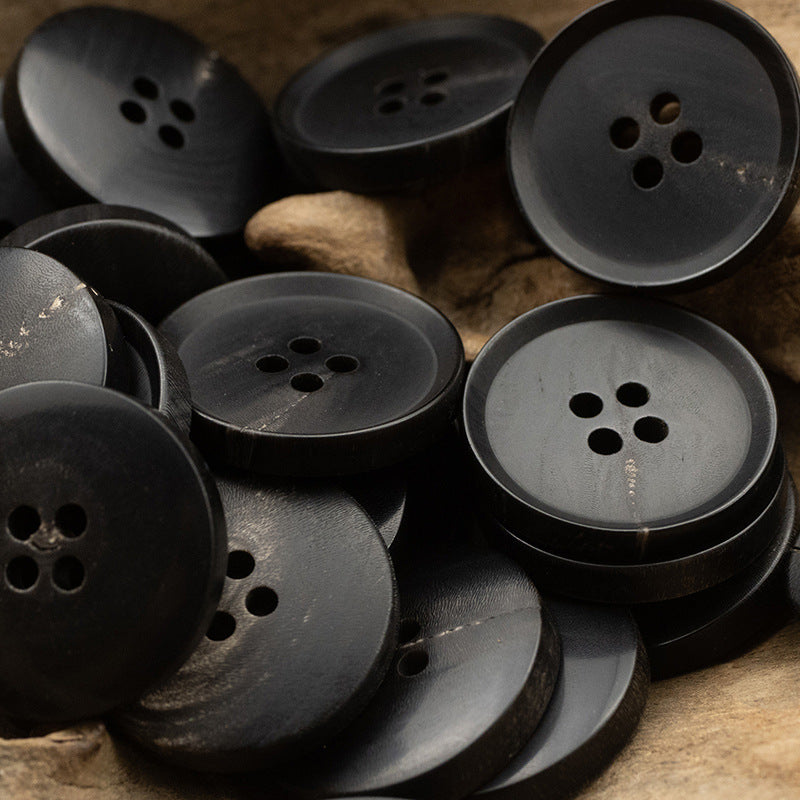 15-25mm Matte Vintage Coffee Black Natural Horn Buttons 6pcs - Lots of Buttons