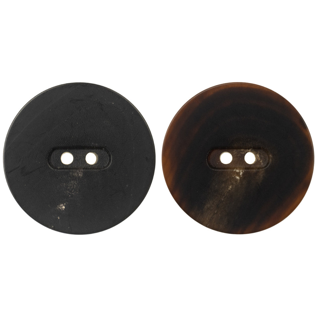 15-28MM Matte Black Flat Two-Hole Horn Buttons 10pcs - Lots of Buttons