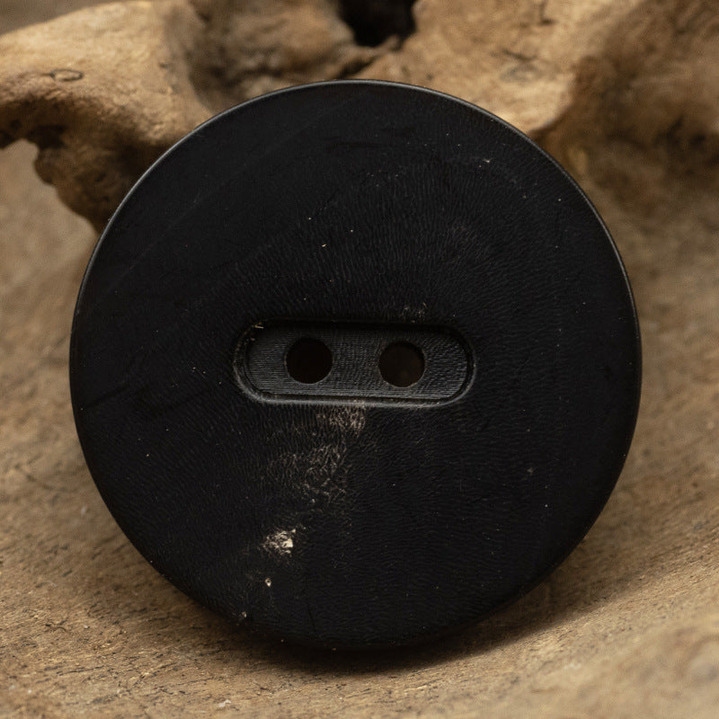 15-28MM Matte Black Flat Two-Hole Horn Buttons 10pcs - Lots of Buttons
