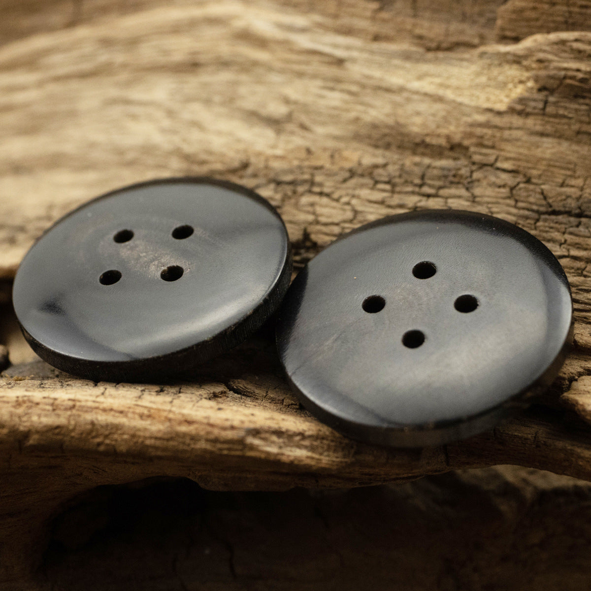 25mm Black Genuine Horn Buttons for High-End Cashmere Coats 6pcs - Lots of Buttons