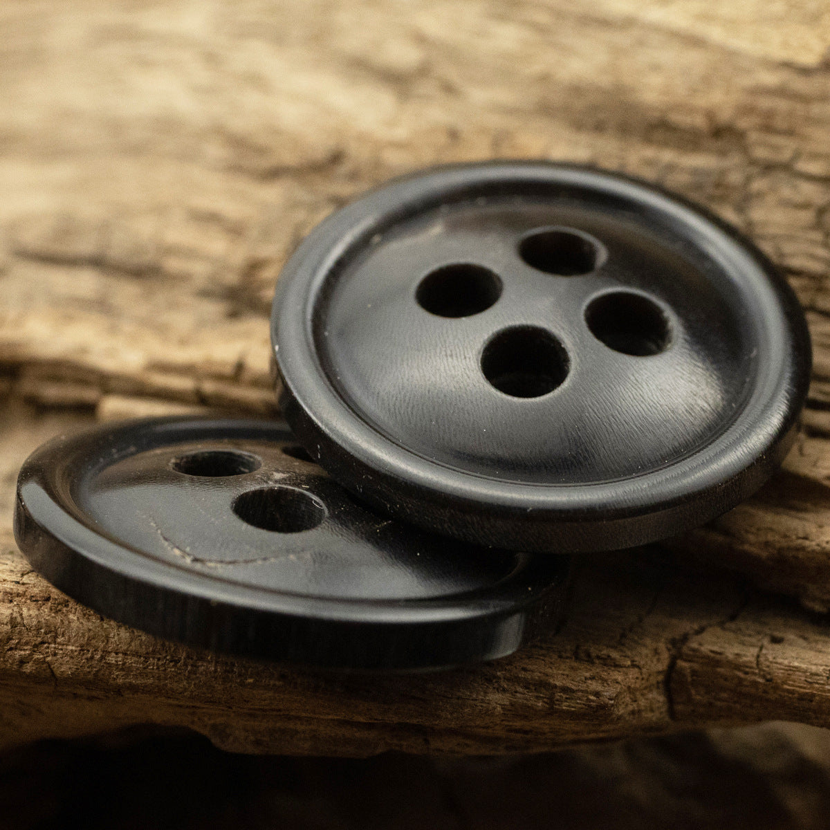 25mm Black Genuine Horn Buttons for High-End Cashmere Coats 6pcs - Lots of Buttons