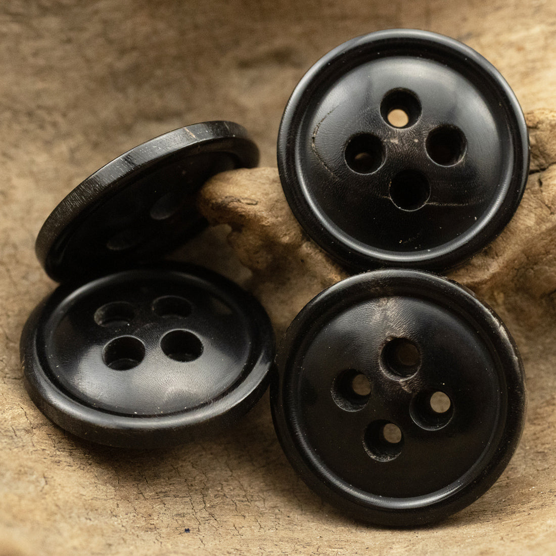 25mm Black Genuine Horn Buttons for High-End Cashmere Coats 6pcs - Lots of Buttons