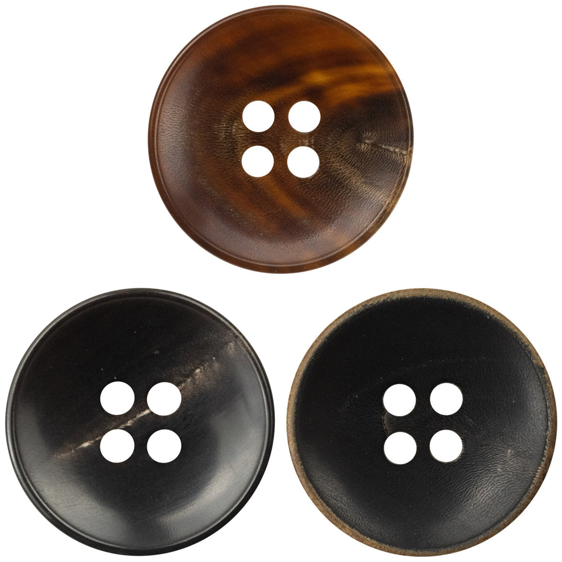 Burnt-Edge Bowl-Shaped Black Horn Buttons for Retro Wool Suits 10pcs - Lots of Buttons