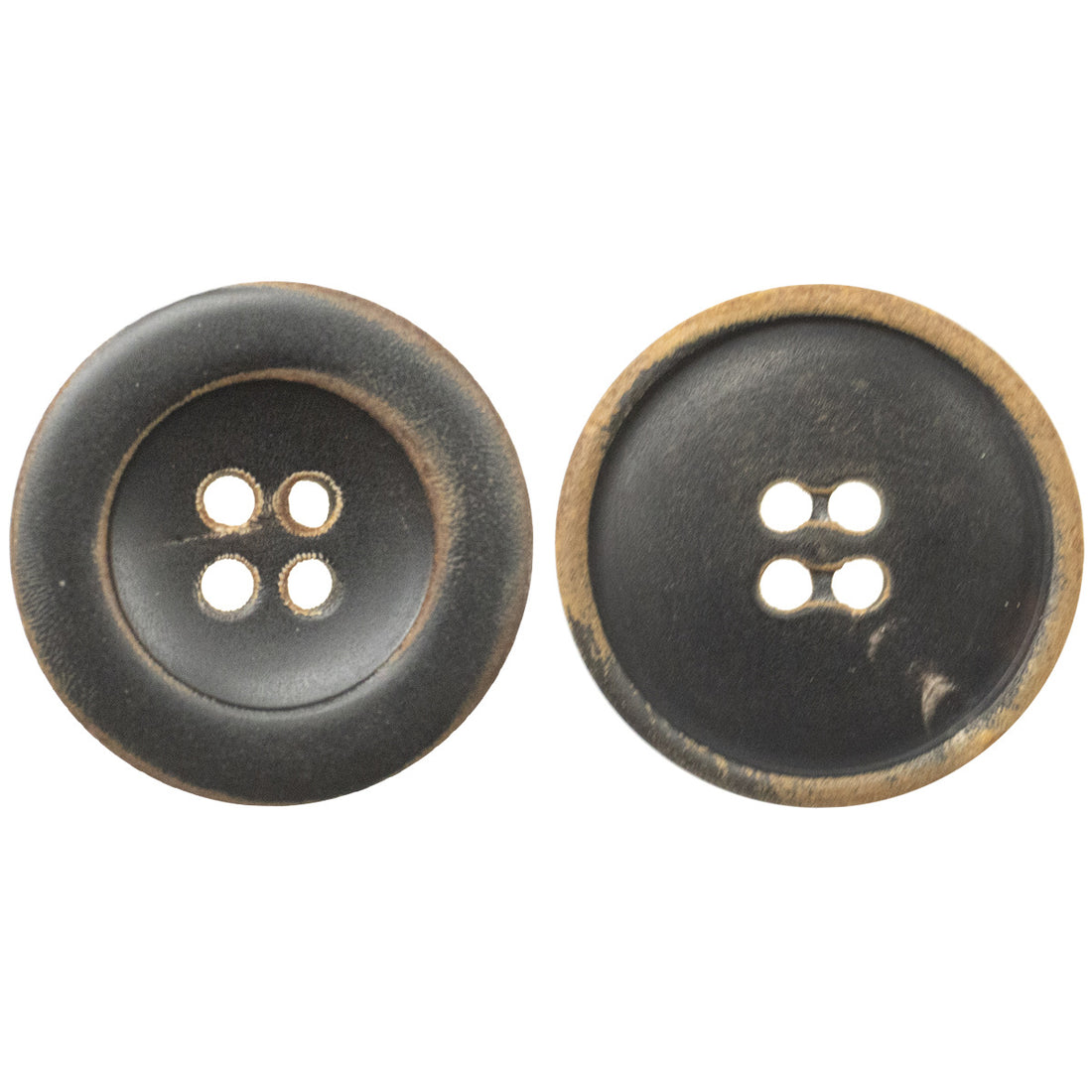 Retro Antiqued Burnt Black Horn Coat Buttons 10pcs - Lots of Buttons