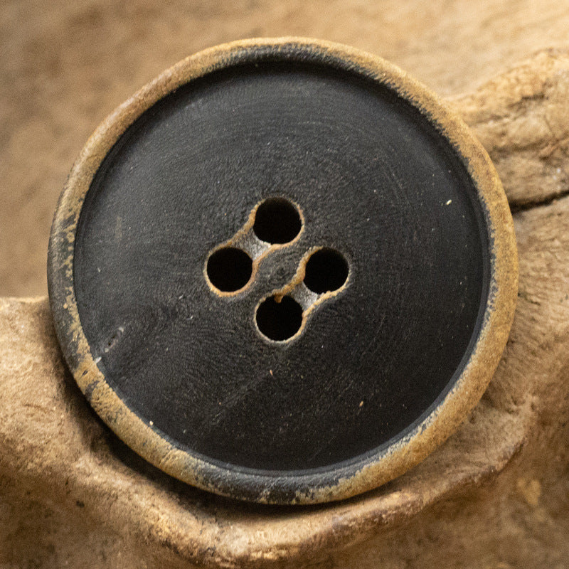 Retro Antiqued Burnt Black Horn Coat Buttons 10pcs - Lots of Buttons