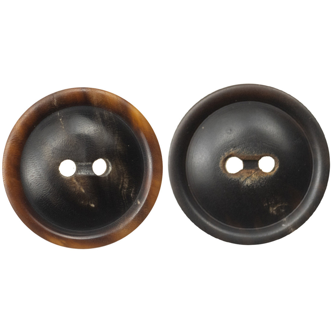 Black Horn Buttons Two Holes for Retro Jackets and Coats - 10pcs - Lots of Buttons