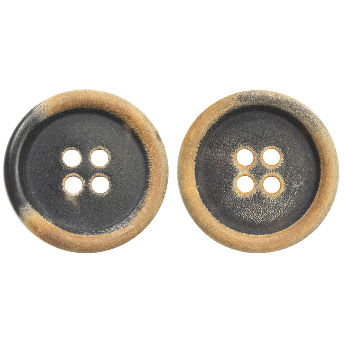 Black Natural Horn Buttons for Japanese-style Retro Plaid Long Coat 10pcs - Lots of Buttons