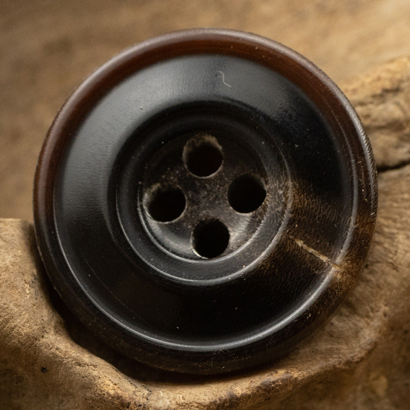15-25mm Brown Vintage 4 Hole Horn Buttons for Cashmere Coats 6pcs - Lots of Buttons