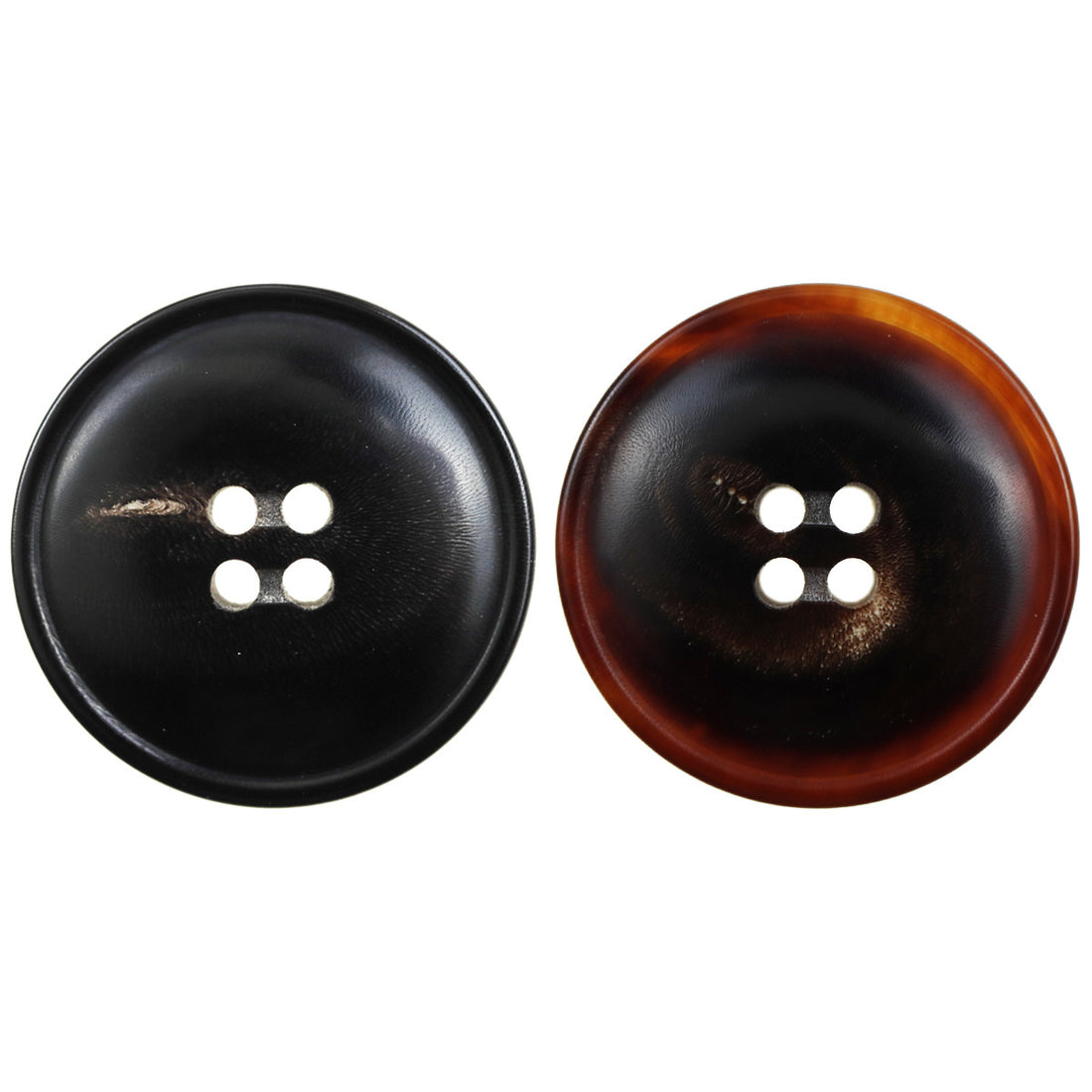 15-25mm Narrow-Edged Black Coffee Horn Buttons 10pcs - Lots of Buttons