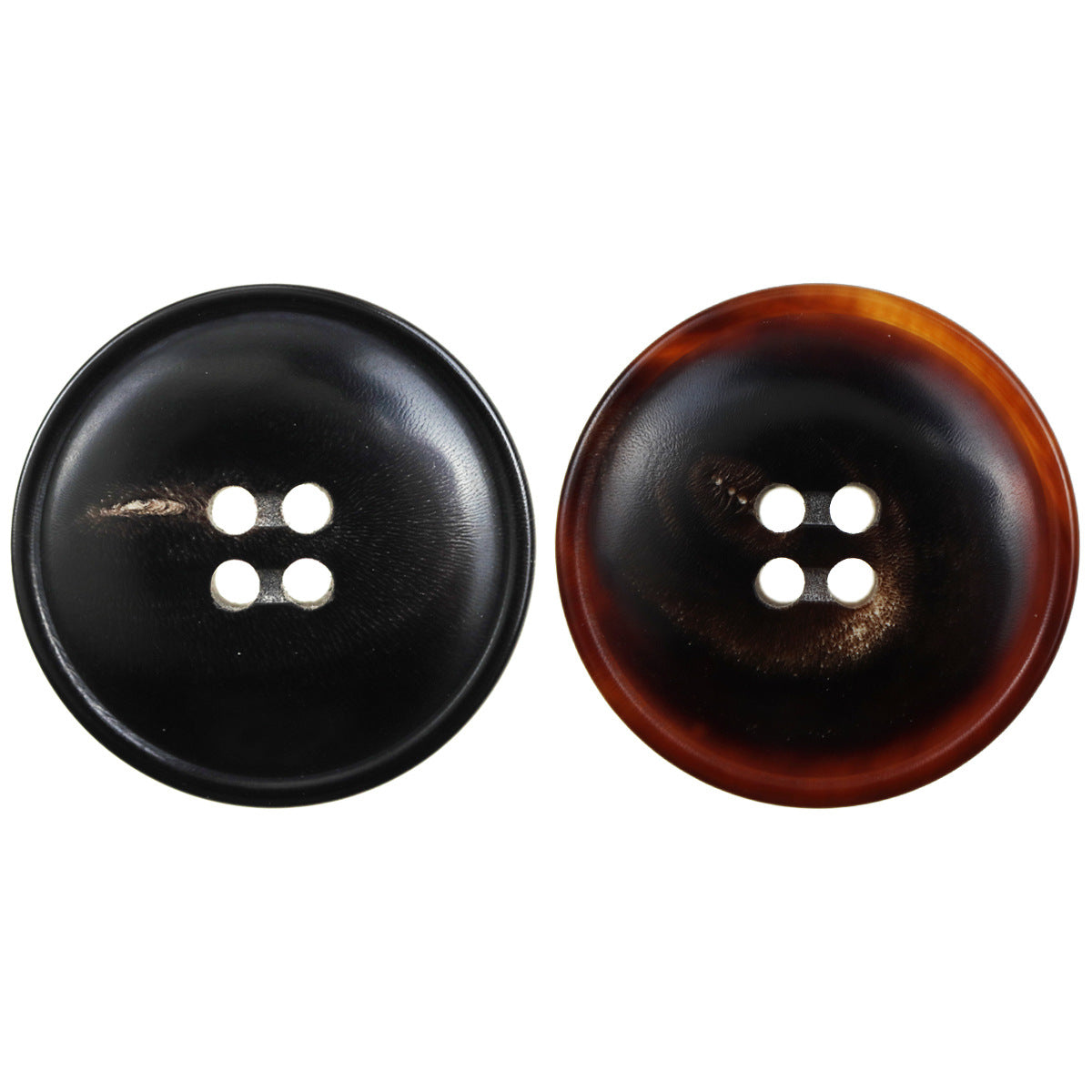15-25mm Narrow-Edged Black Coffee Horn Buttons 10pcs - Lots of Buttons