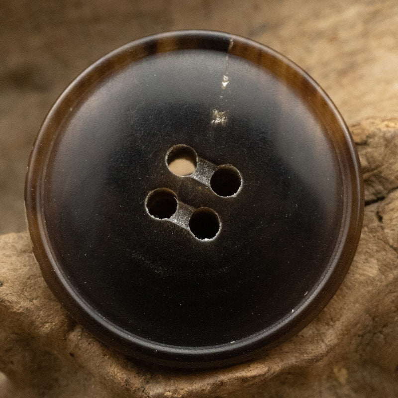 15-25mm Narrow-Edged Black Coffee Horn Buttons 10pcs - Lots of Buttons