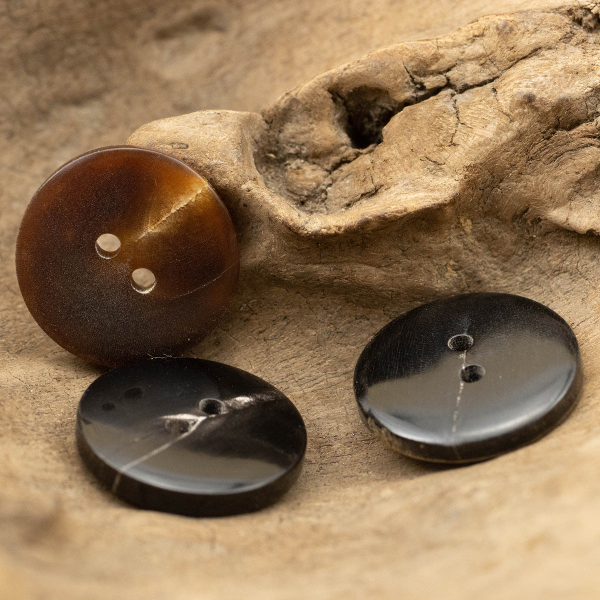 Fire Burned Horn Rustic Clothing Buttons 2 Hole Fish-Eye,10PCS - Lots of Buttons