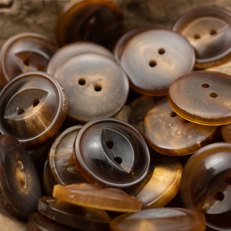 Fire Burned Horn Rustic Clothing Buttons 2 Hole Fish-Eye,10PCS - Lots of Buttons