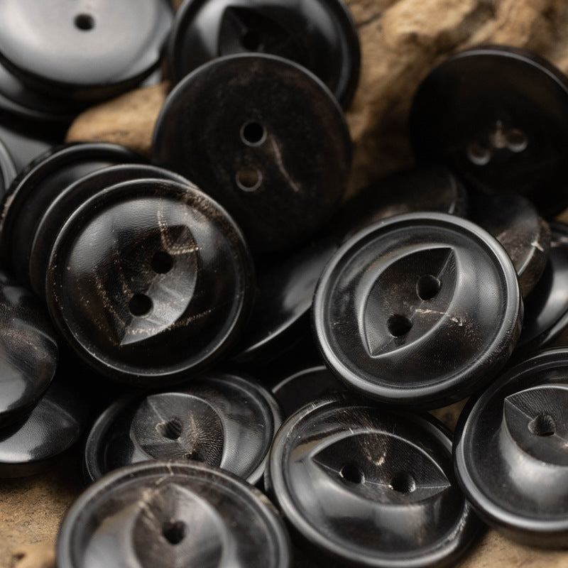 Fire Burned Horn Rustic Clothing Buttons 2 Hole Fish-Eye,10PCS - Lots of Buttons