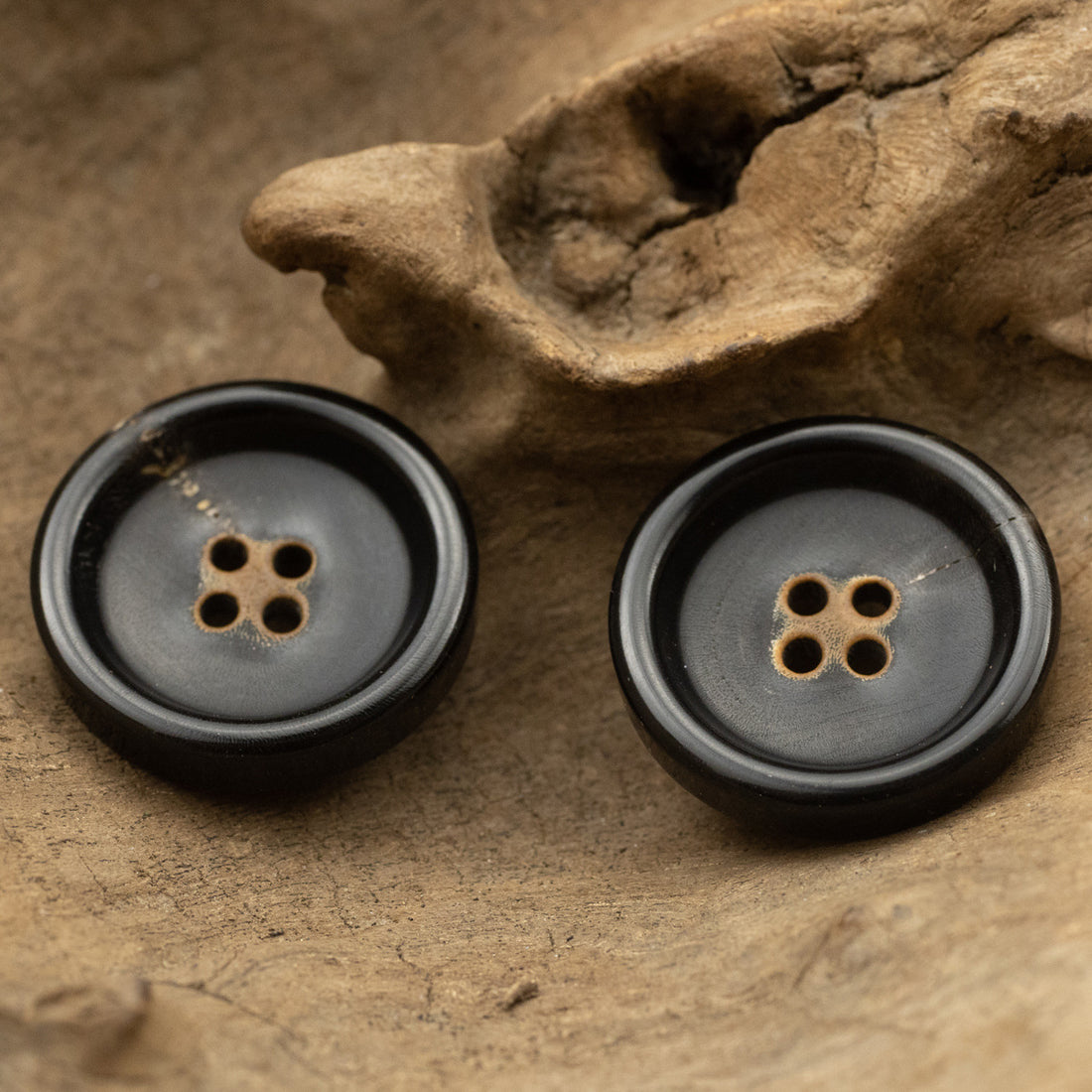 Vintage Burnt Hole Yellowish Horn Buttons for Jackets Uniforms 10pcs - Lots of Buttons