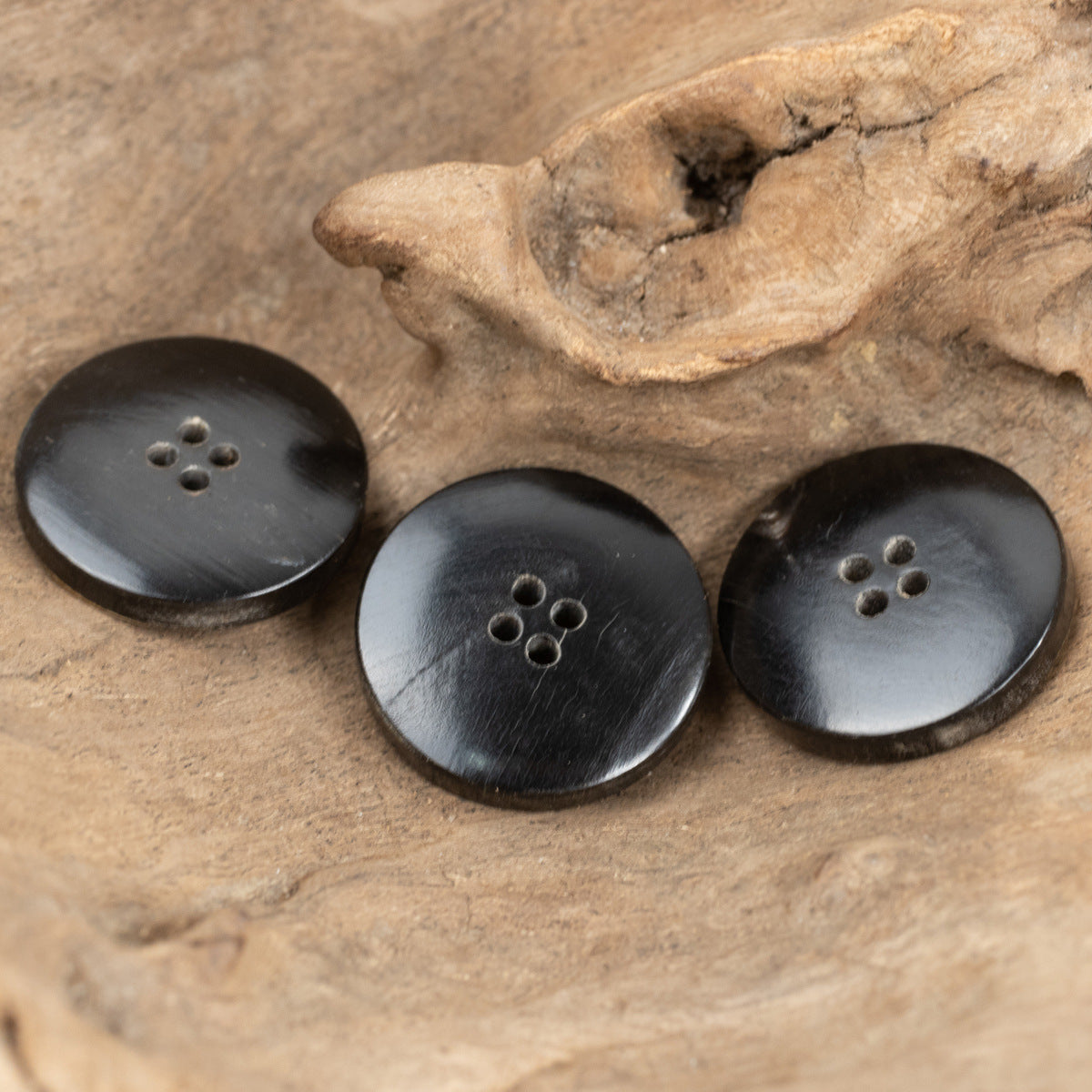 Black Four-Hole Burnt Natural Horn Clothing Buttons,10pcs - Lots of Buttons