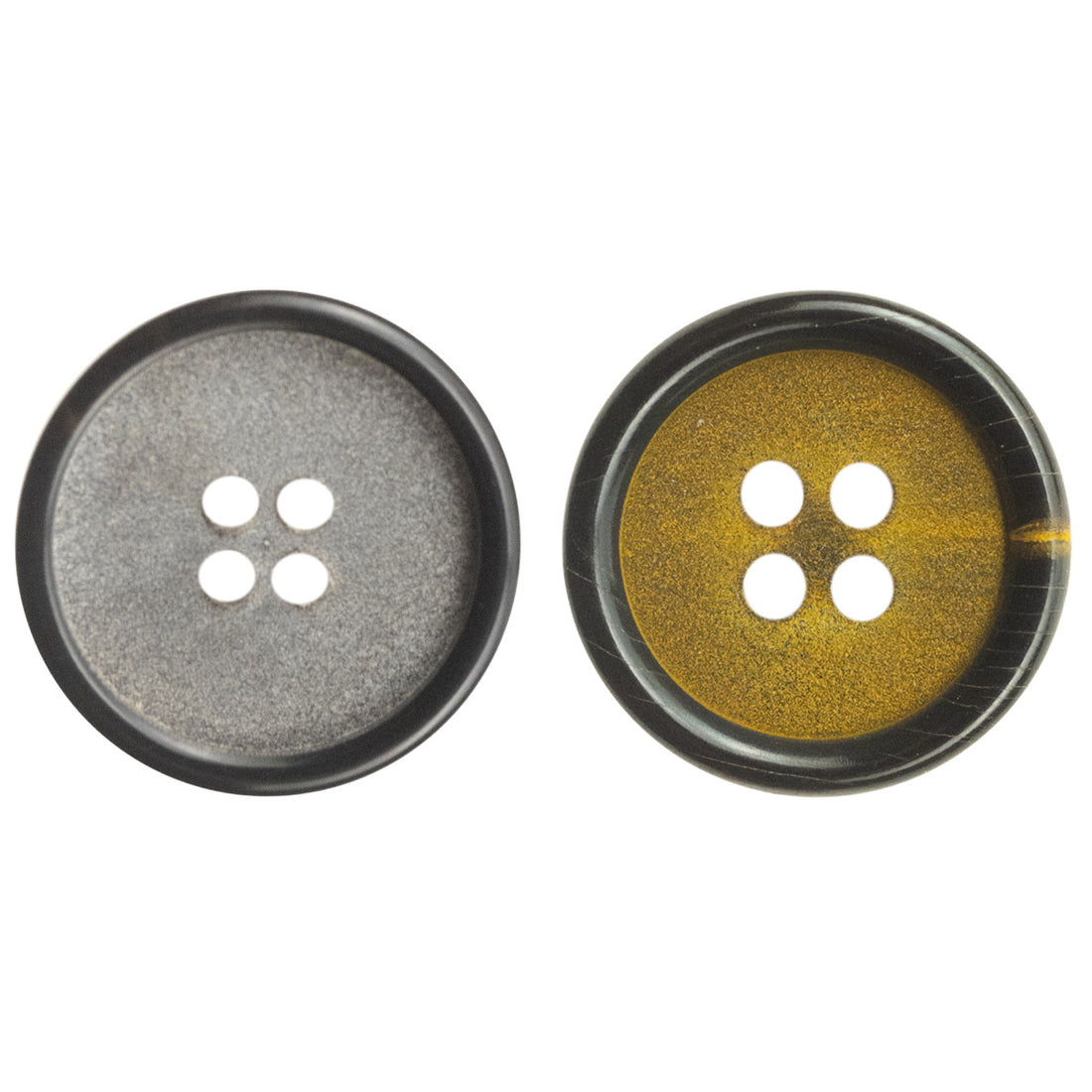 Frosted Silver Gray Ginger Yellow Horn Buttons for Leather Jackets 10pcs - Lots of Buttons