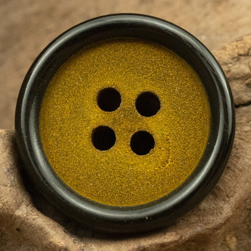 Frosted Silver Gray Ginger Yellow Horn Buttons for Leather Jackets 10pcs - Lots of Buttons
