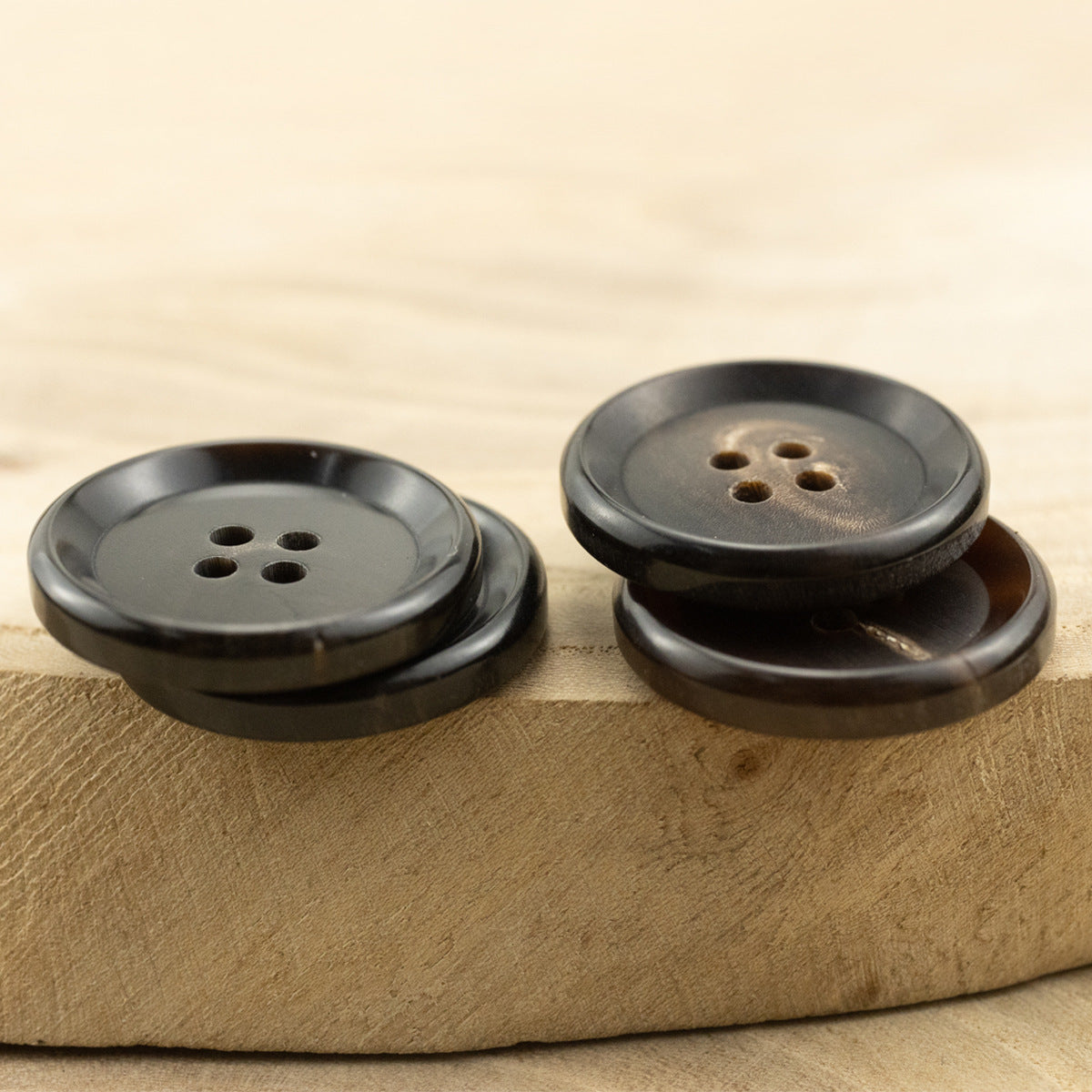 15-25mm Vintage Dark Coffee Black Genuine Horn Buttons 10pcs - Lots of Buttons