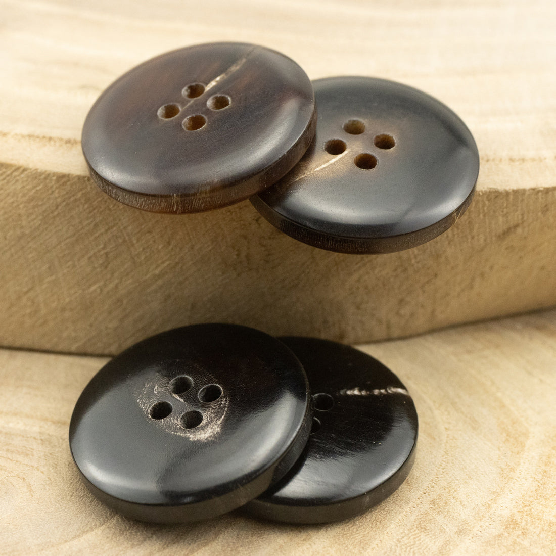 15-25mm Vintage Dark Coffee Black Genuine Horn Buttons 10pcs - Lots of Buttons