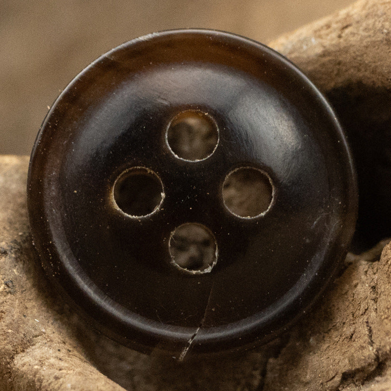 11.5MM Burnt-Edge Four-Eye Black Horn Shirt Buttons 24 Pack - Lots of Buttons