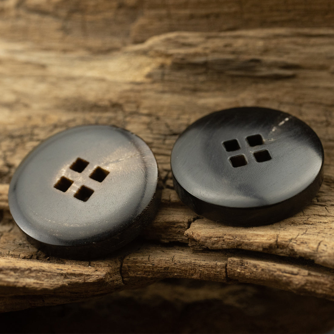 Dark Brown Square-Holed Horn Buttons for Suits,Sweaters -10pcs - Lots of Buttons