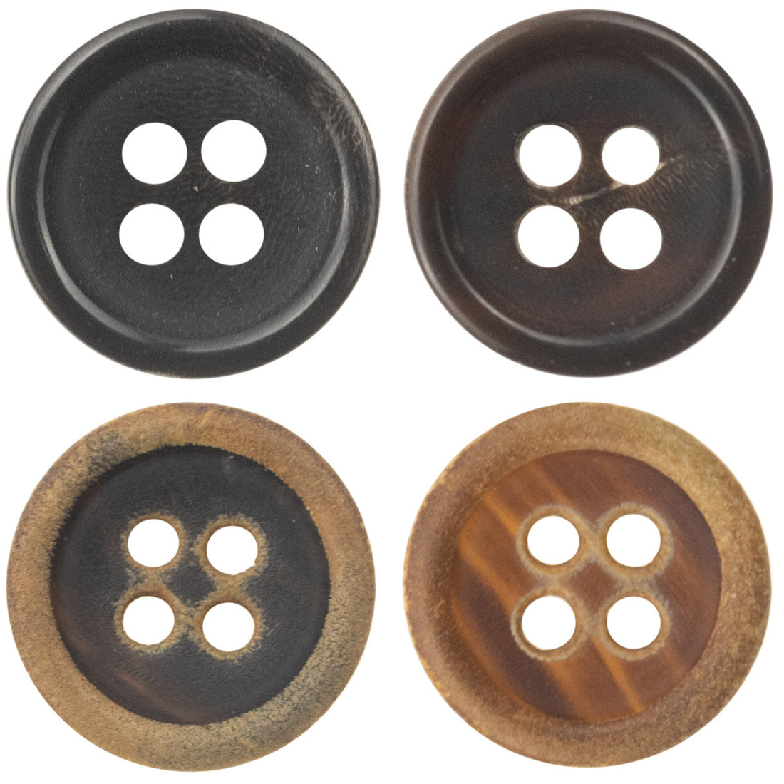 11.5mm Burnt Dark Coffee and Black Horn Buttons for Polo Shirts 10pcs - Lots of Buttons
