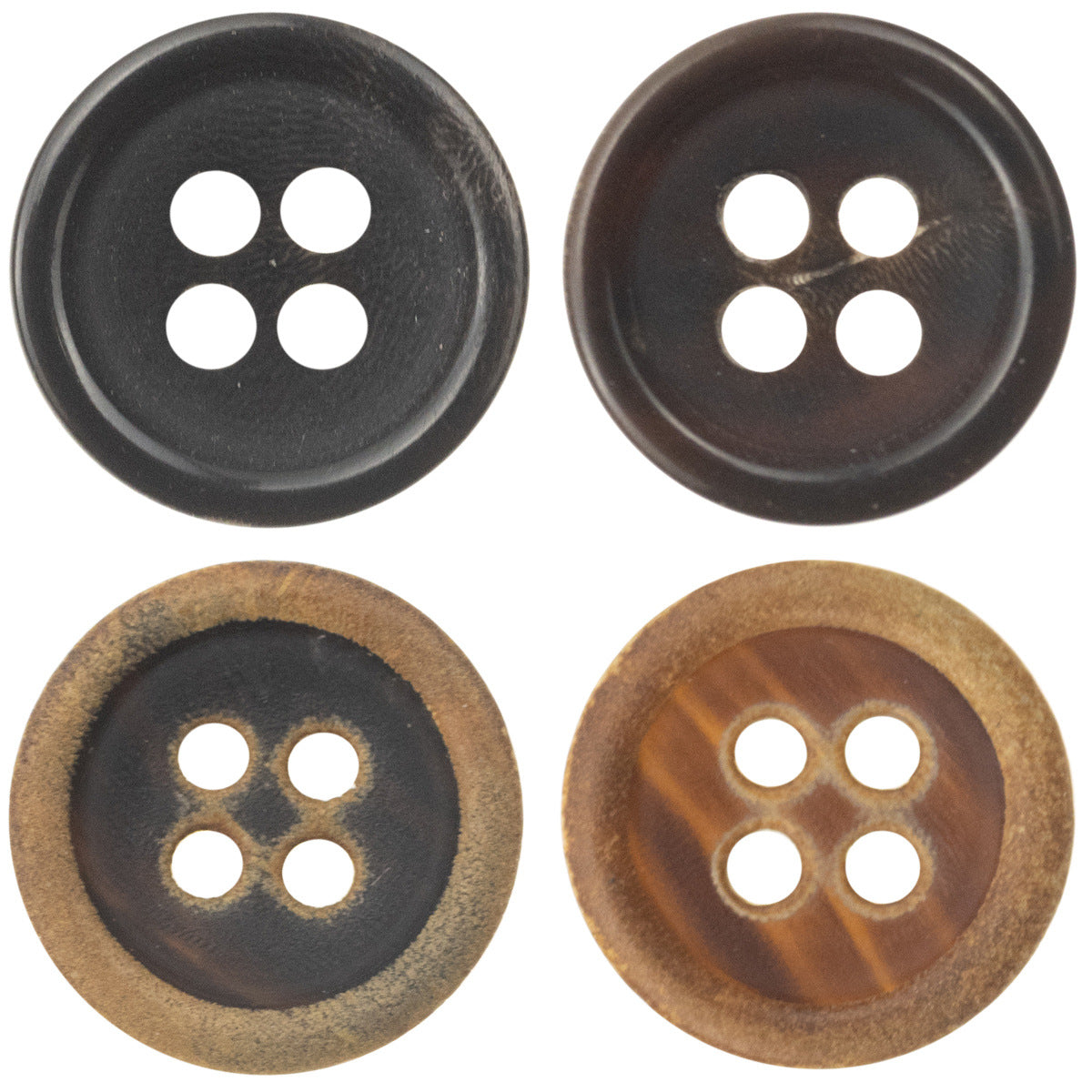 11.5mm Burnt Dark Coffee and Black Horn Buttons for Polo Shirts 10pcs - Lots of Buttons