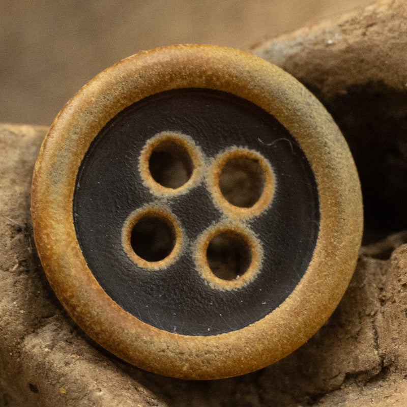 11.5mm Burnt Dark Coffee and Black Horn Buttons for Polo Shirts 10pcs - Lots of Buttons