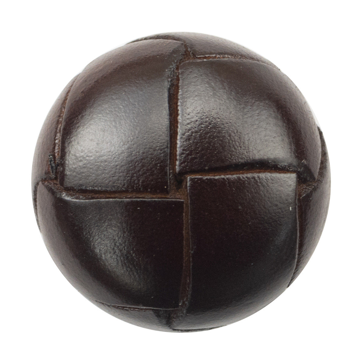 Vintage Dark Brown Leather Woven Handmade Spherical Buttons 2pcs - Lots of Buttons