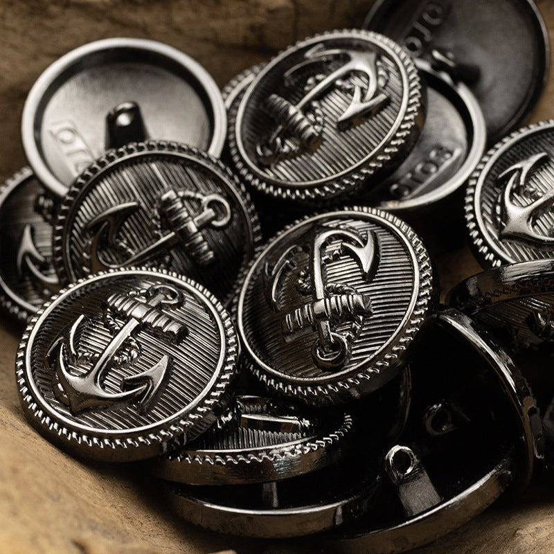 Suit Metal Buttons with Sea Anchor Pattern 10pcs - Lots of Buttons