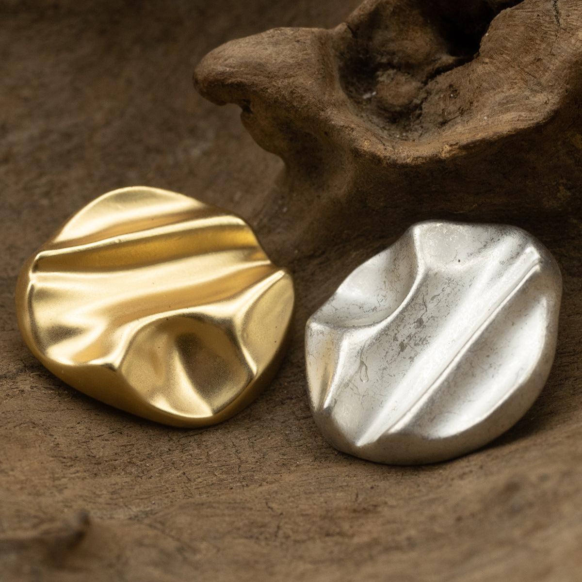 Irregular Geometric Matte Silver Gold Metal Shank Buttons,10pcs - Lots of Buttons