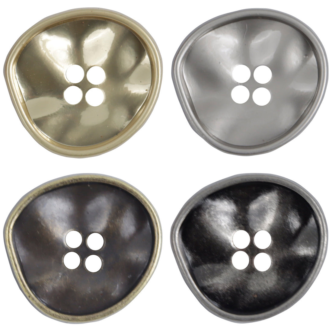Irregular Triangle Four-Hole Metal Buttons 10pcs - Lots of Buttons