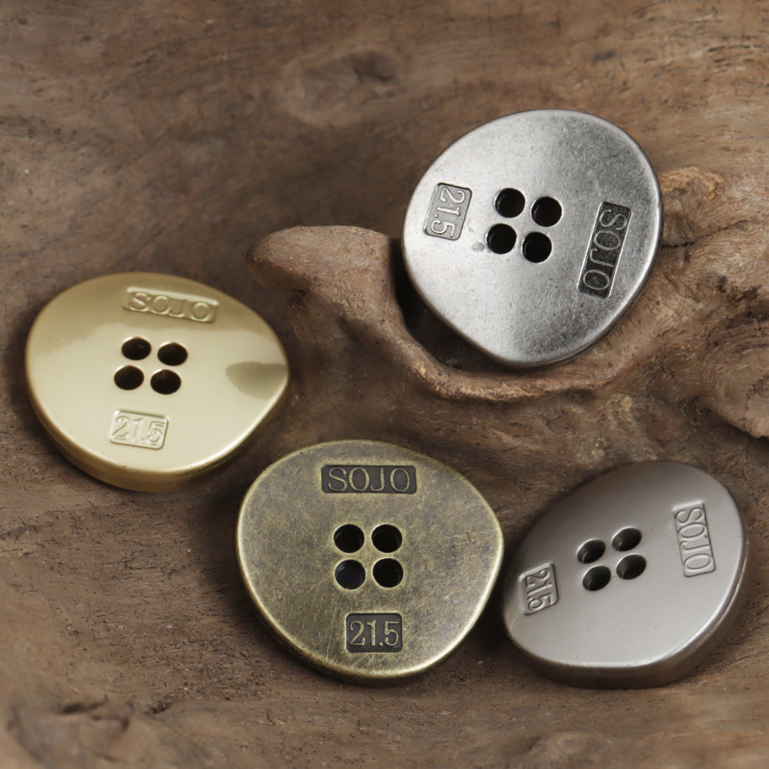 Irregular Triangle Four-Hole Metal Buttons 10pcs - Lots of Buttons
