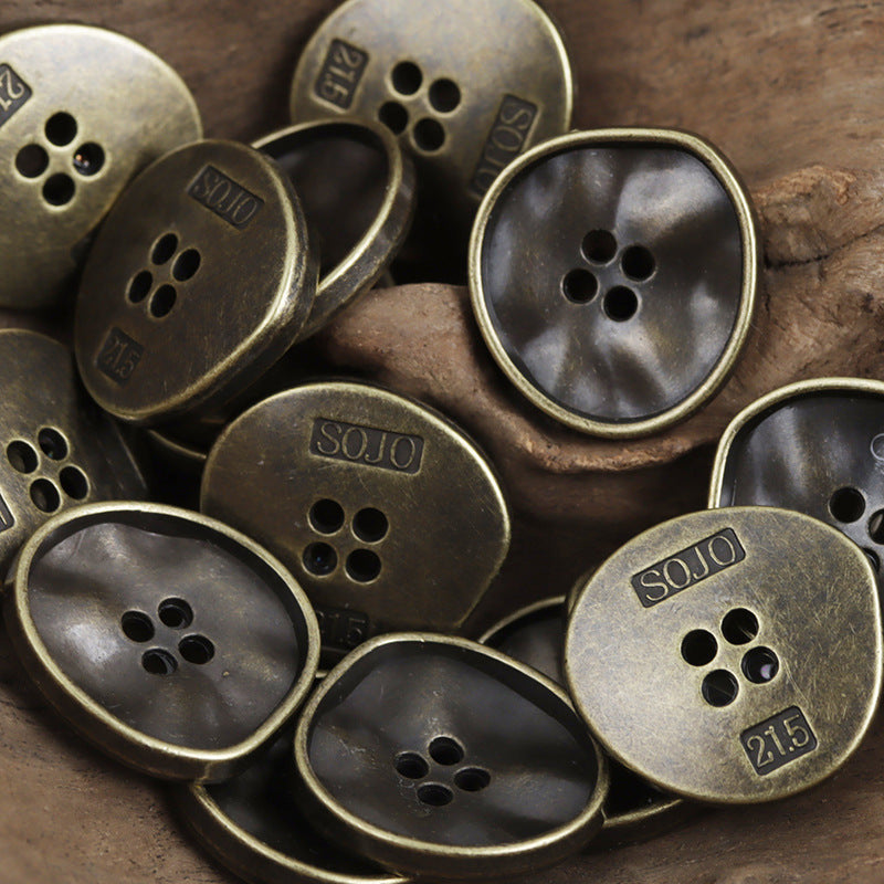 Irregular Triangle Four-Hole Metal Buttons 10pcs - Lots of Buttons