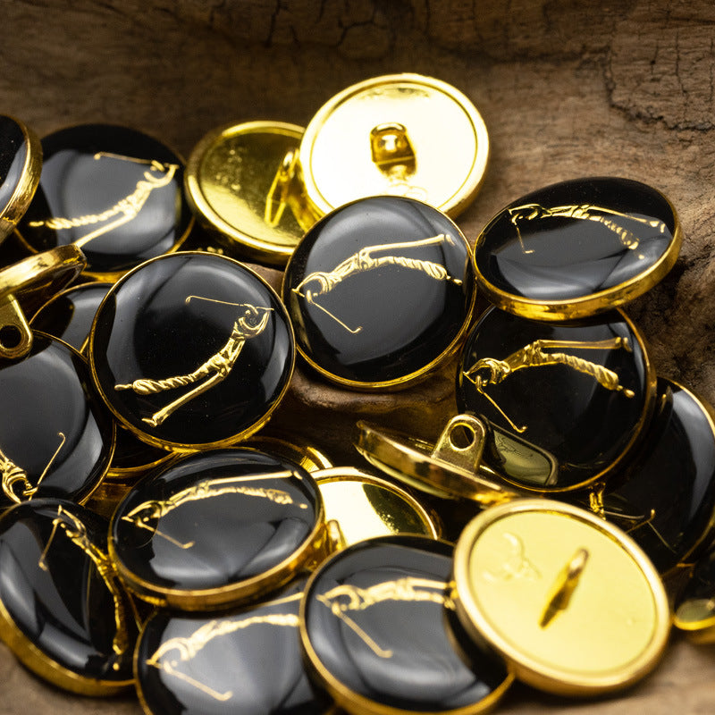 Golden Glue-Dotted Metal Shank Buttons 4pcs 