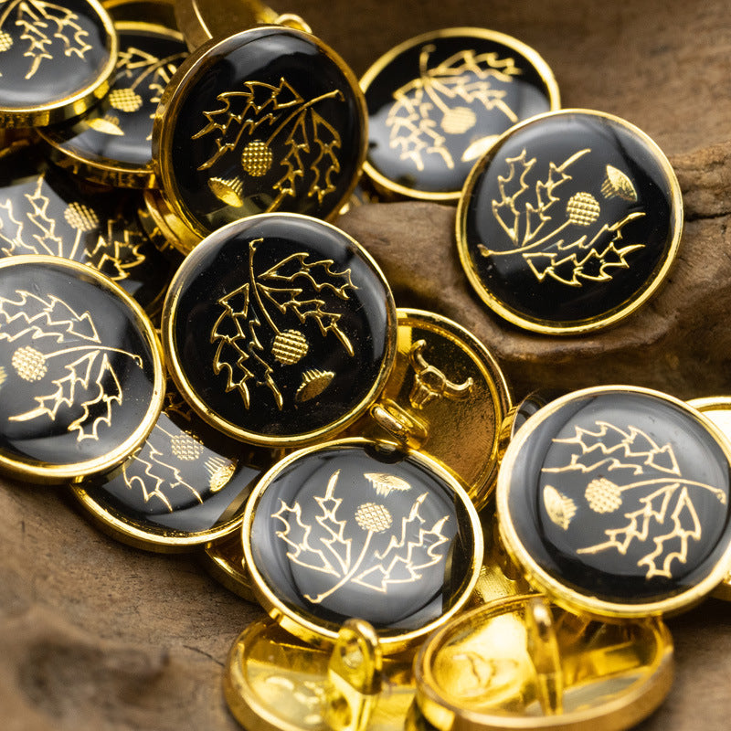 Golden Glue-Dotted Metal Shank Buttons 4pcs 