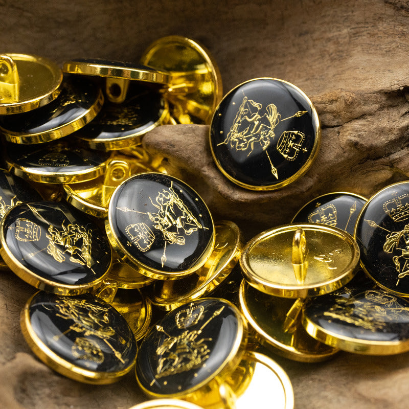 Golden Glue-Dotted Metal Shank Buttons 4pcs 