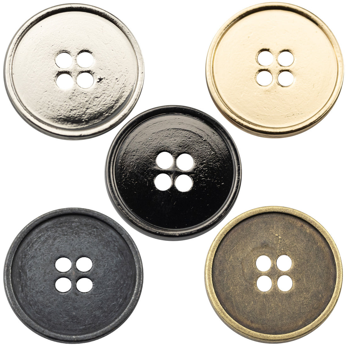 Round Slim Edged 4 Hole Zinc Alloy Metal Clothing Buttons,10pcs - Lots of Buttons