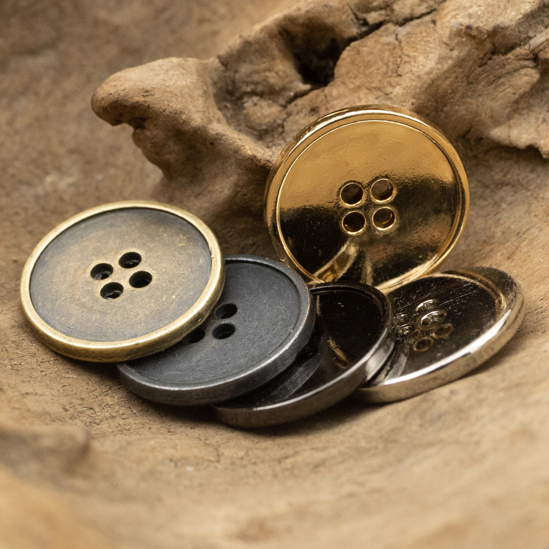 Round Slim Edged 4 Hole Zinc Alloy Metal Clothing Buttons,10pcs - Lots of Buttons