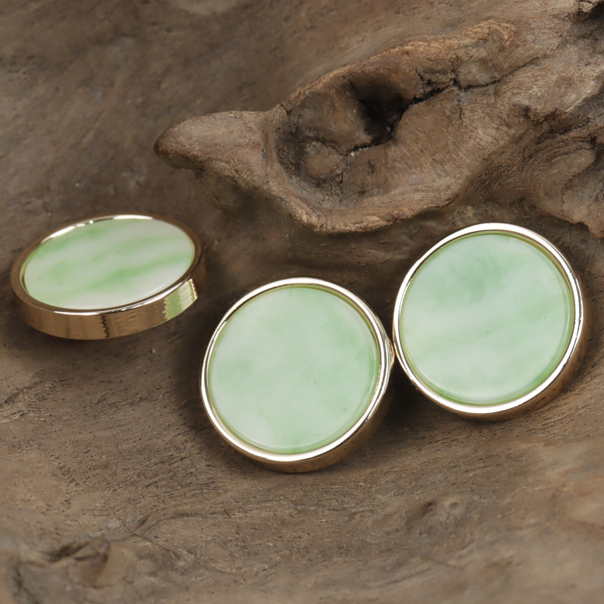 Jade Green Resin and Metal Button for Chinese Style Hanfu 10pcs - Lots of Buttons