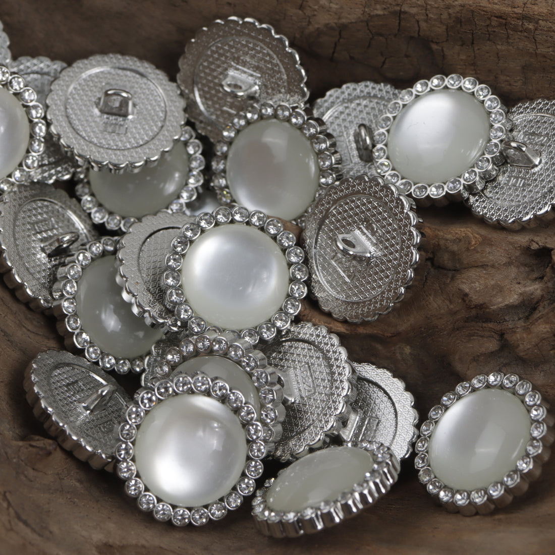 Silver Gold Zinc Alloy Metal Buttons with Diamond-Edged 10pcs - Lots of Buttons